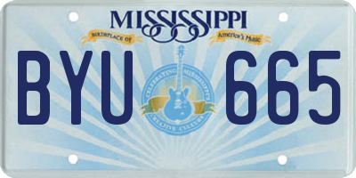 MS license plate BYU665