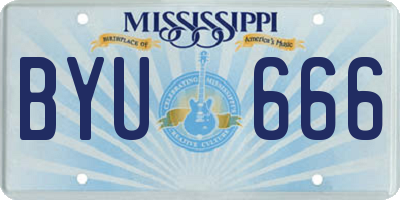 MS license plate BYU666
