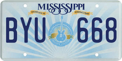 MS license plate BYU668