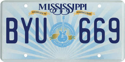 MS license plate BYU669