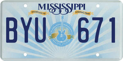 MS license plate BYU671