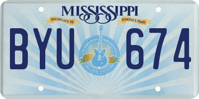 MS license plate BYU674