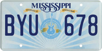 MS license plate BYU678