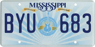 MS license plate BYU683
