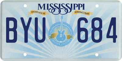MS license plate BYU684