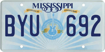 MS license plate BYU692