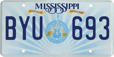 MS license plate BYU693