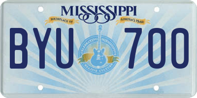 MS license plate BYU700