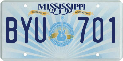 MS license plate BYU701