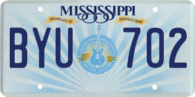 MS license plate BYU702