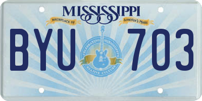 MS license plate BYU703
