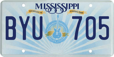 MS license plate BYU705