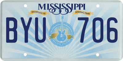 MS license plate BYU706