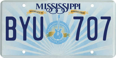 MS license plate BYU707