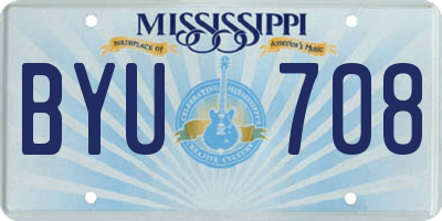 MS license plate BYU708