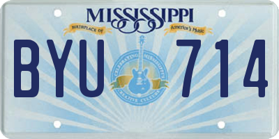 MS license plate BYU714