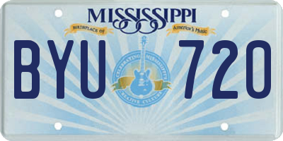 MS license plate BYU720