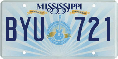 MS license plate BYU721