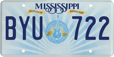 MS license plate BYU722