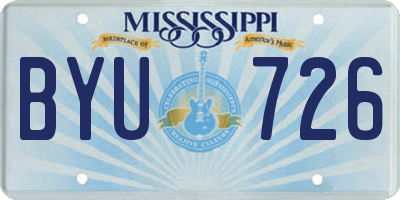 MS license plate BYU726