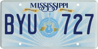 MS license plate BYU727