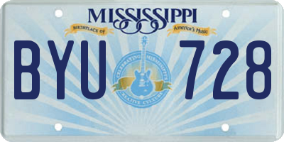 MS license plate BYU728