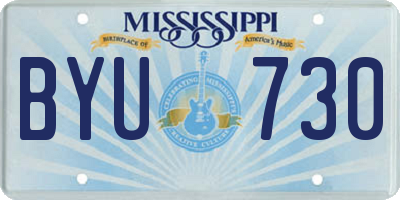 MS license plate BYU730