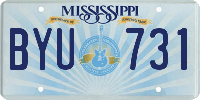 MS license plate BYU731