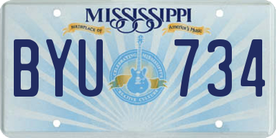MS license plate BYU734