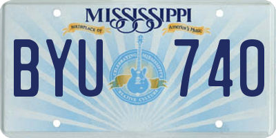 MS license plate BYU740
