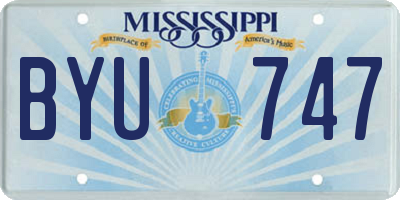 MS license plate BYU747