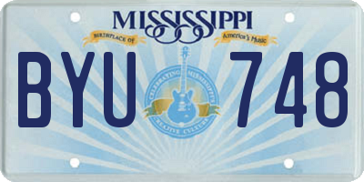 MS license plate BYU748