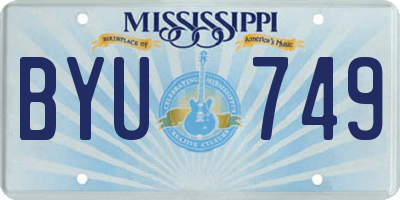 MS license plate BYU749