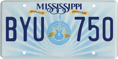 MS license plate BYU750