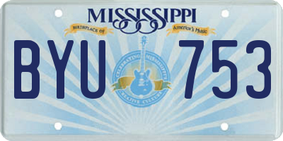 MS license plate BYU753