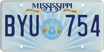 MS license plate BYU754