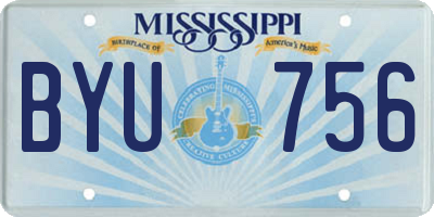 MS license plate BYU756