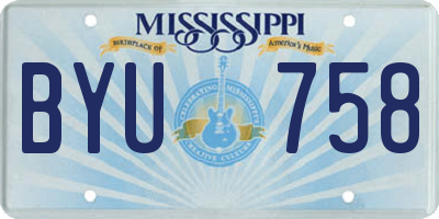 MS license plate BYU758