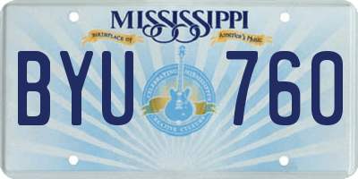 MS license plate BYU760