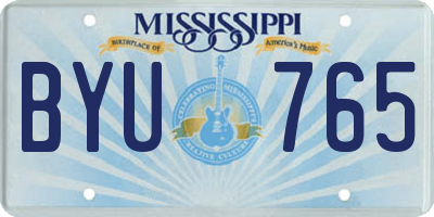 MS license plate BYU765