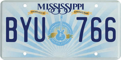 MS license plate BYU766