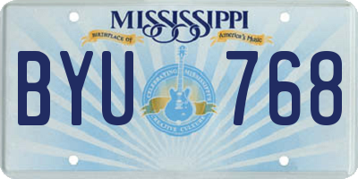 MS license plate BYU768