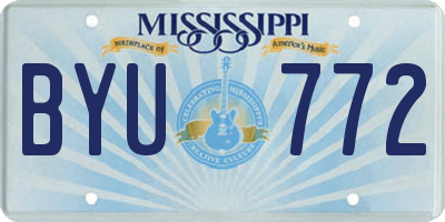 MS license plate BYU772