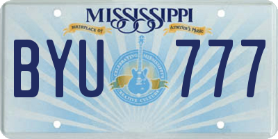 MS license plate BYU777