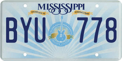 MS license plate BYU778