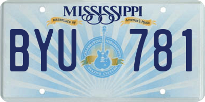 MS license plate BYU781