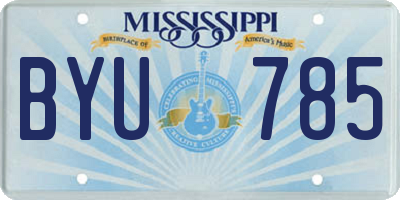 MS license plate BYU785
