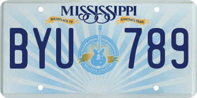MS license plate BYU789