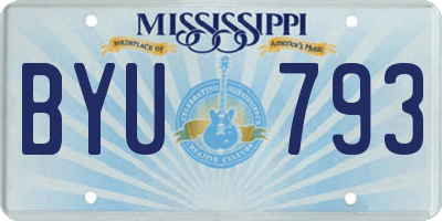 MS license plate BYU793