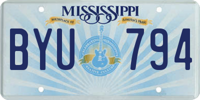 MS license plate BYU794